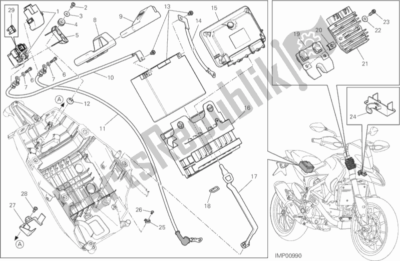 All parts for the Battery Holder of the Ducati Hypermotard Hyperstrada 939 Thailand 2016